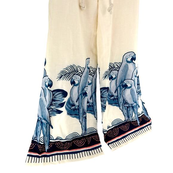 No Pise La Grama Women's Blue Macaw Print La Colina Pants Size 4 - Picture 7 of 8